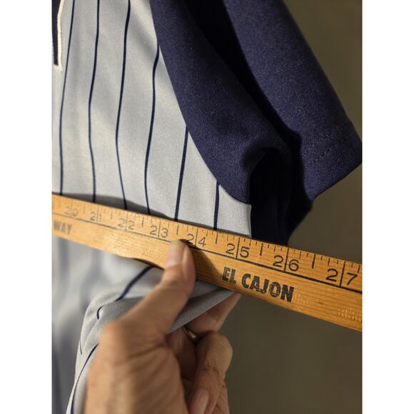 Anaheim Angels Jersey Mens XL MLB Majestic Pinstripe Vtg 90s #18 J Duffy USA - Picture 7 of 11